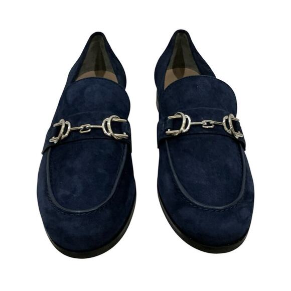 Stuart Weitzman Owen Buckle Loafers Suede Navy Blue Women’s Horsebit Size 9.5 - Picture 4 of 11